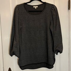 Max Studio Grey Plaid Top